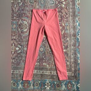 Girls size 16 Tea Collection leggings in coral pink ruffle like detail waist